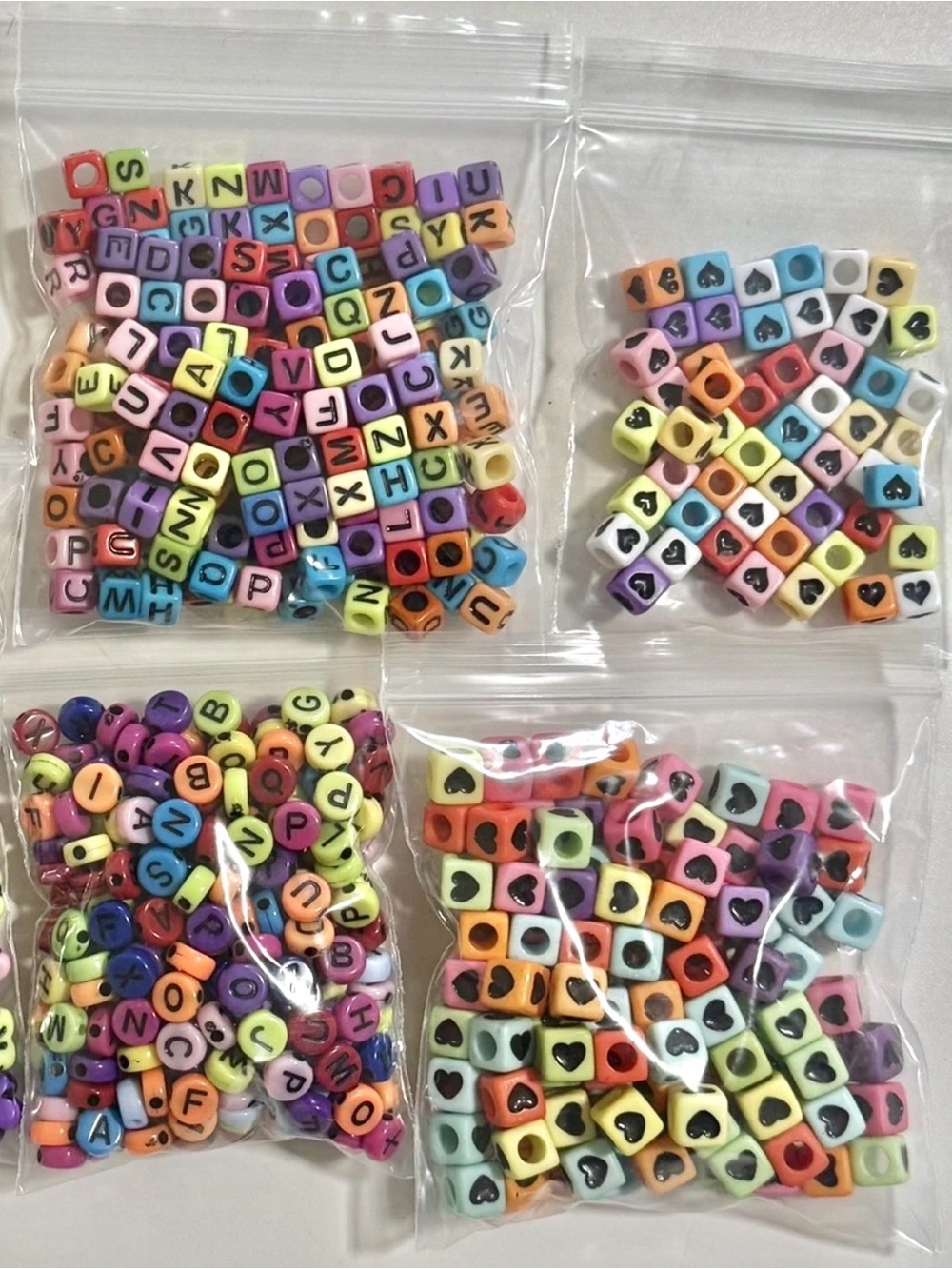 Alphabet Letter & Heart Beads 618 pieces Cube & Round Color Mix Jewelry Supplies